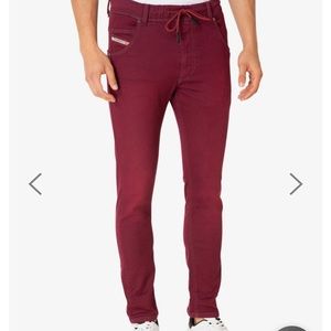 Diesel Kepler Tapered Joggjeans Burgundy Men’s Pants with Drawstring